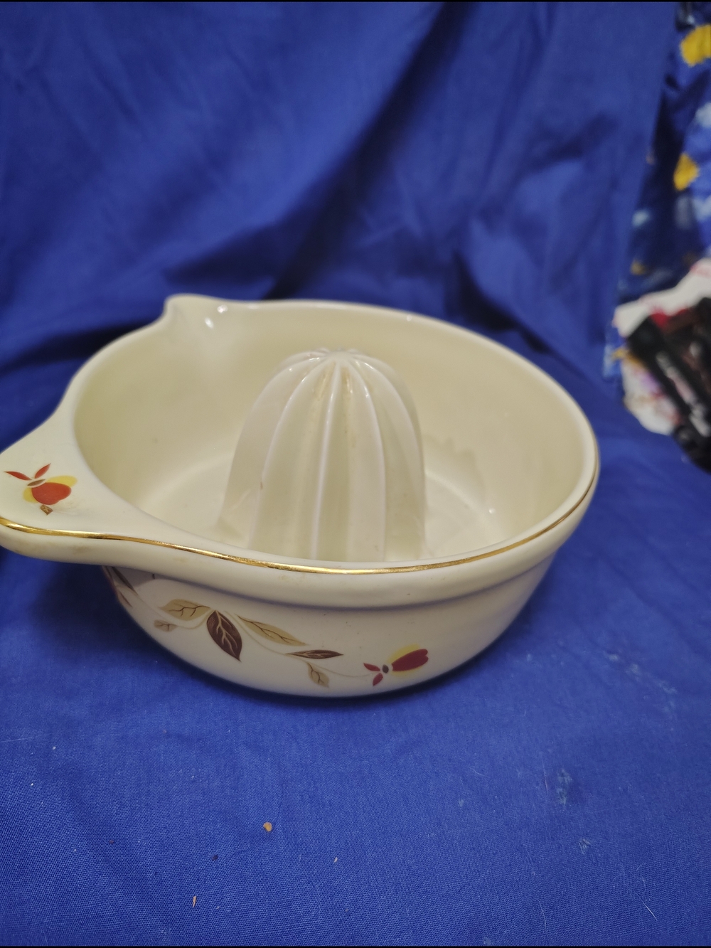 Vintage Ceramic Citrus Juicer with Floral Accent